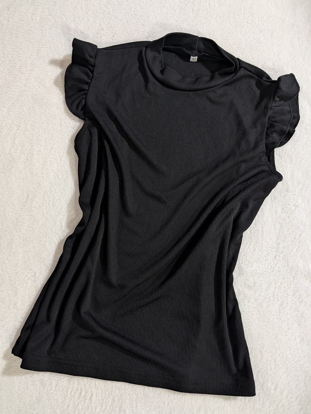 SHEIN Cute And Stylish Black Top, Ruffle Sleeve, Size Small